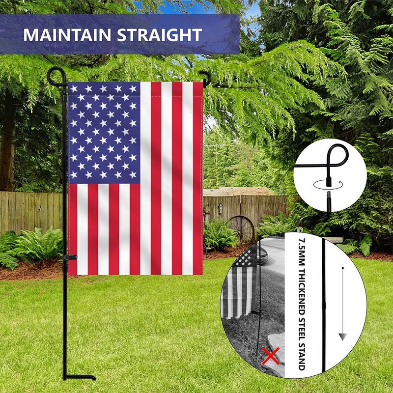 YEAHOME Garden Flag Holder Stand, 6mm Weather-Proof Yard Flag Pole Black Metal Powder-Coated Flagpole with Tiger Clip and Rubber Stopper for Garden Flags Outdoor Decoration - Image 3